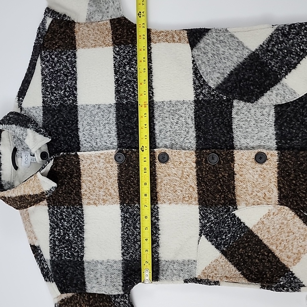 Plaid Women's Jacket - Black, White, Tan - Picture 15 of 16